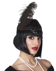 Pluma de avestruz preta para mulher