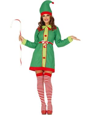 Disfraz de elfo navideño verde para mujer