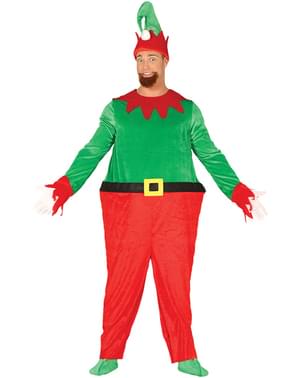 Elf mit dickem Bauch Kostüm grün für Herren