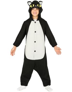 Fato de gato preto onesie infantil
