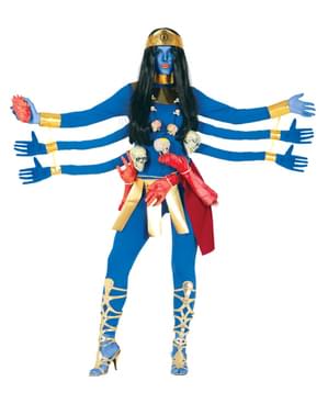 Kadınlar için 6 kollu kostüm mavi tanrıça