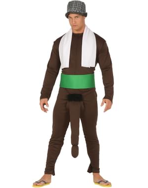 Costume de messager noir avec téléphone suspendu