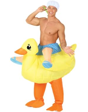 Déguisement canard en plastique gonflable ride on adulte