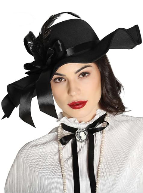Sombrero victoriano con plumas negro Have Fun! | Funidelia