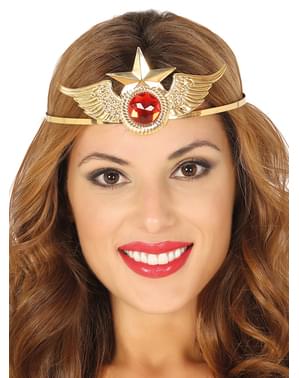 Gold superhero headband with ruby