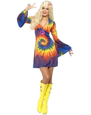 Disfraz de hippie sesentera con vestido