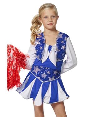 Blått Cheerleader Kostyme til Jenter