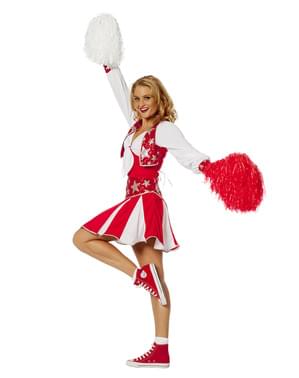 Punakiiltävä Cheerleader -Asu Naisille