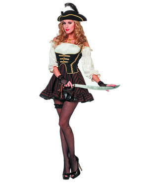 Costume da pirata marrone per donna