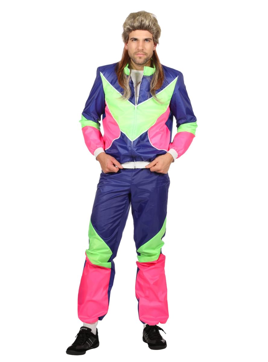 Disfraz chándal de los 80's azul para hombre
