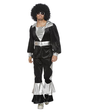 Erkekler için siyah 70'lerin disko kostümü