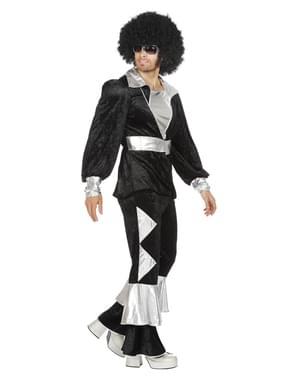 Svart 70-talls disko kostyme til menn
