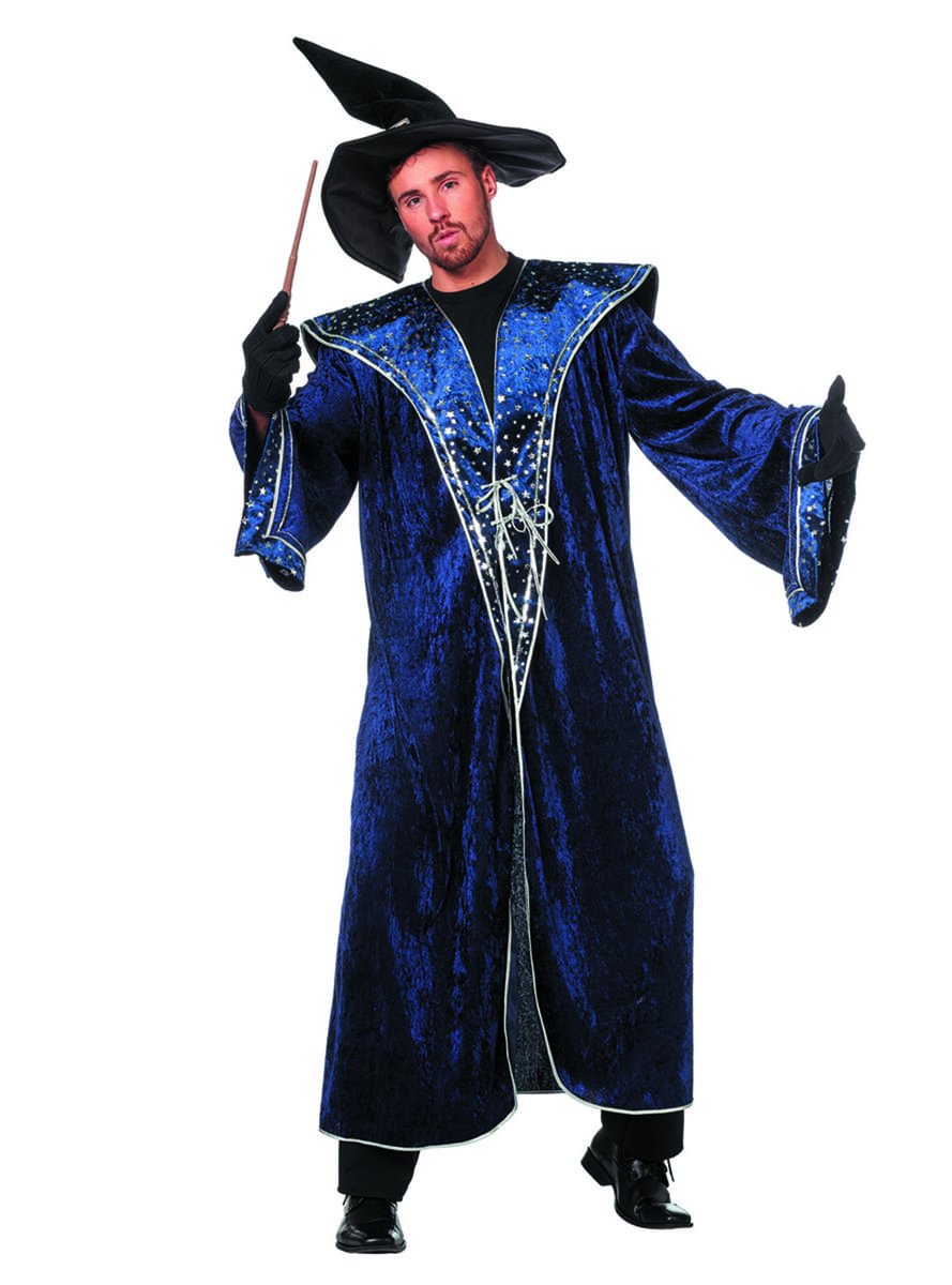Disfraz de mago azul para hombre