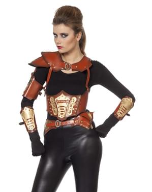 Kadınlar için kahverengi viking savaşçısı kostümü