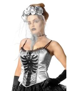 Corsetto da scheletro grigio per donna
