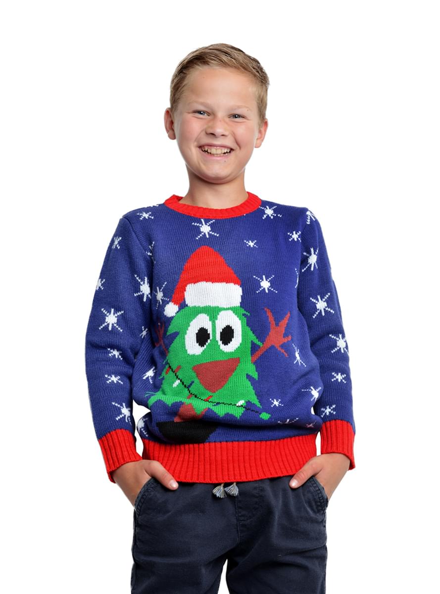 Синий рождественский джемпер для детей