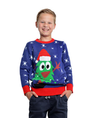 Zils Ziemassvētku džemperis bērniem