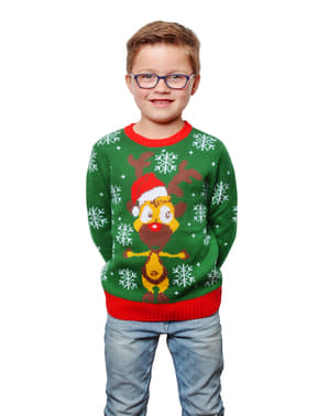 Zielony sweter świąteczny dla dzieci