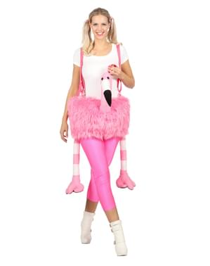 Kostum naik flamingo merah muda untuk orang dewasa