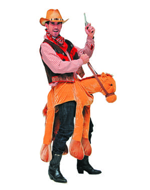 Maskeraddräkt cowboy på häst för vuxen