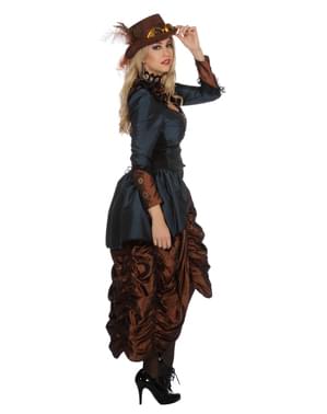 rjavi steampunk kostum za ženske