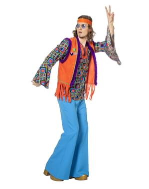 Costum de hippie portocaliu pentru bărbat
