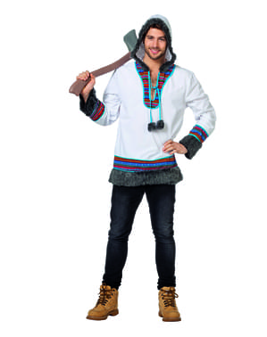 Erkekler için beyaz eskimo kostümü