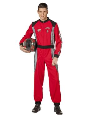 Erkekler için kırmızı yarış arabası sürücüsü kostüm