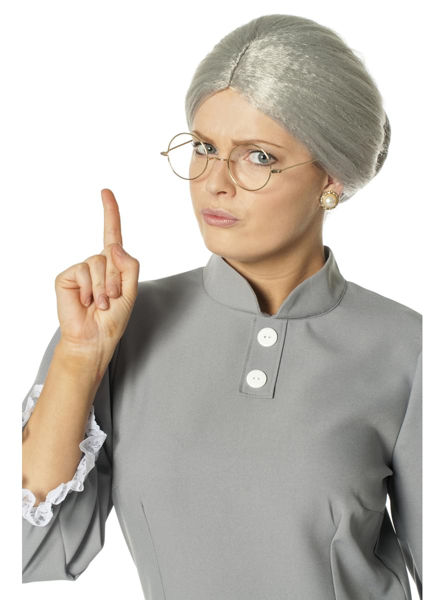Grey grandma wig for women