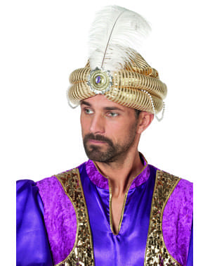 Arabský turban s peřím pro dospělé