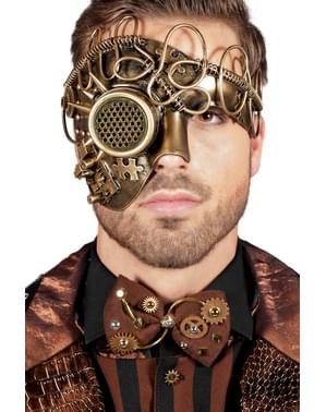 Máscara de steampunk Um Olho dourada para adulto