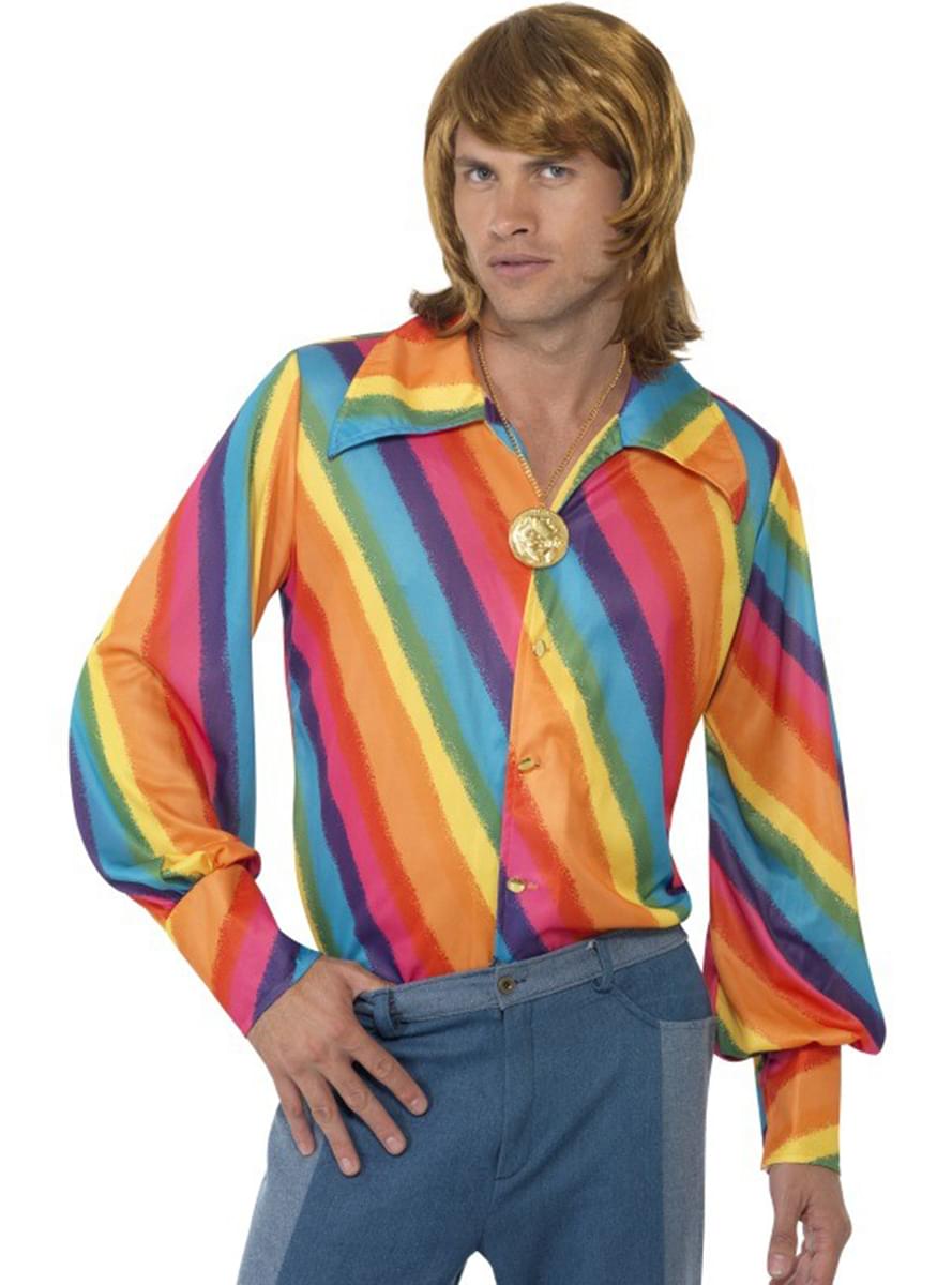 70s rainbow shirt for a man