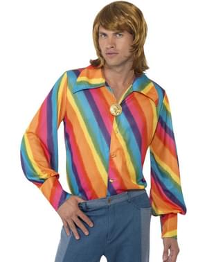 Mavrična srajca v stilu 70ih za moške