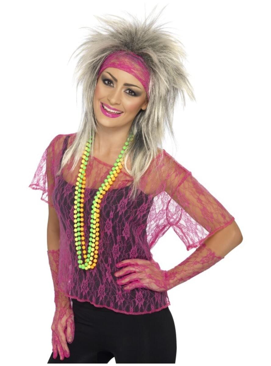 Kit anni 80 rosa neon