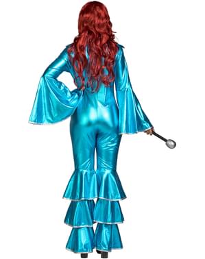 Déguisement chanteuse disco années 70 turquoise femme