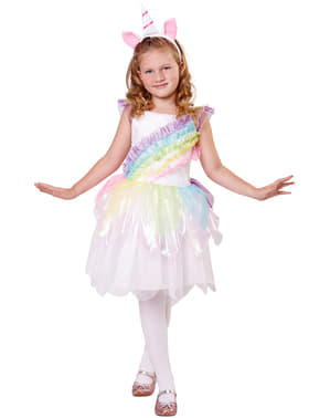 Kostum unicorn pelangi untuk anak perempuan