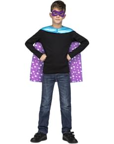 Blue superhero cape with stars for kids