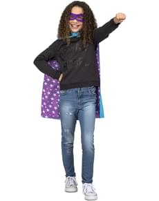 Blue superhero cape with stars for kids
