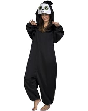 Ghost with big eyes onesie costume for adults