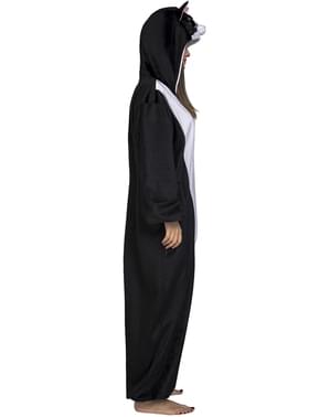 Svart katte onesie kostyme til voksne