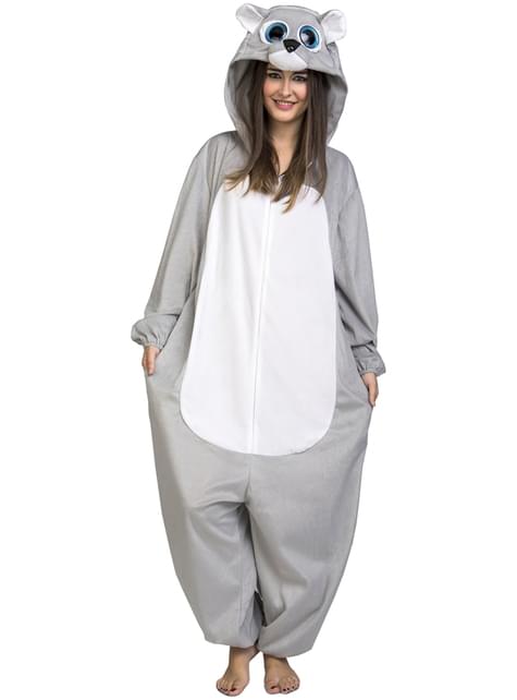 Déguisement ours gris onesie adulte