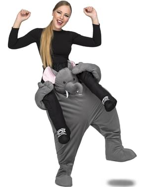 Costum de elefant gri ride on pentru adult