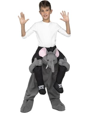 Pilkas dramblys važiuoja kostiumu vaikams