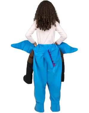 Fato às costas de dragão azul infantil