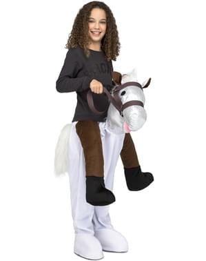 Sõitke valge hobuse kostüümiga lastele