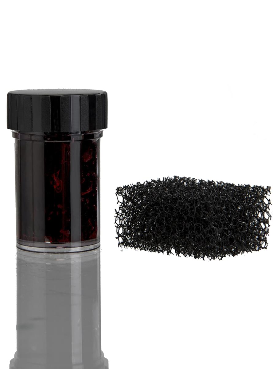 Sangue coagulado para maquilhagem