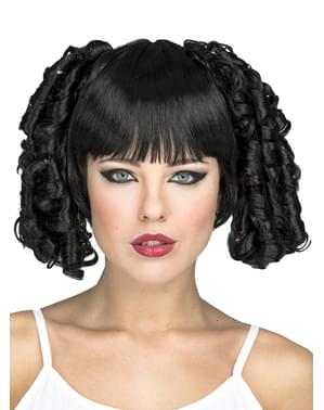 Wig dengan kuncir hitam untuk wanita