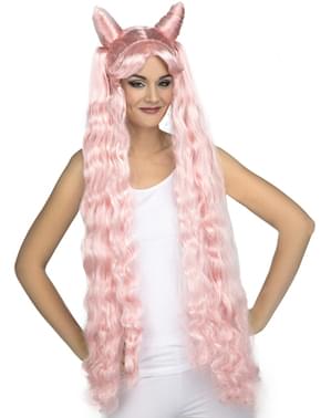 Parrucca con codini lunghi rosa per donna
