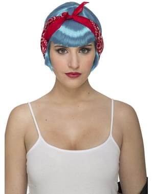 Wig pin up biru muda untuk wanita