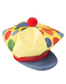 Gorro de palhaço amarelo com pintas de cores para adulto